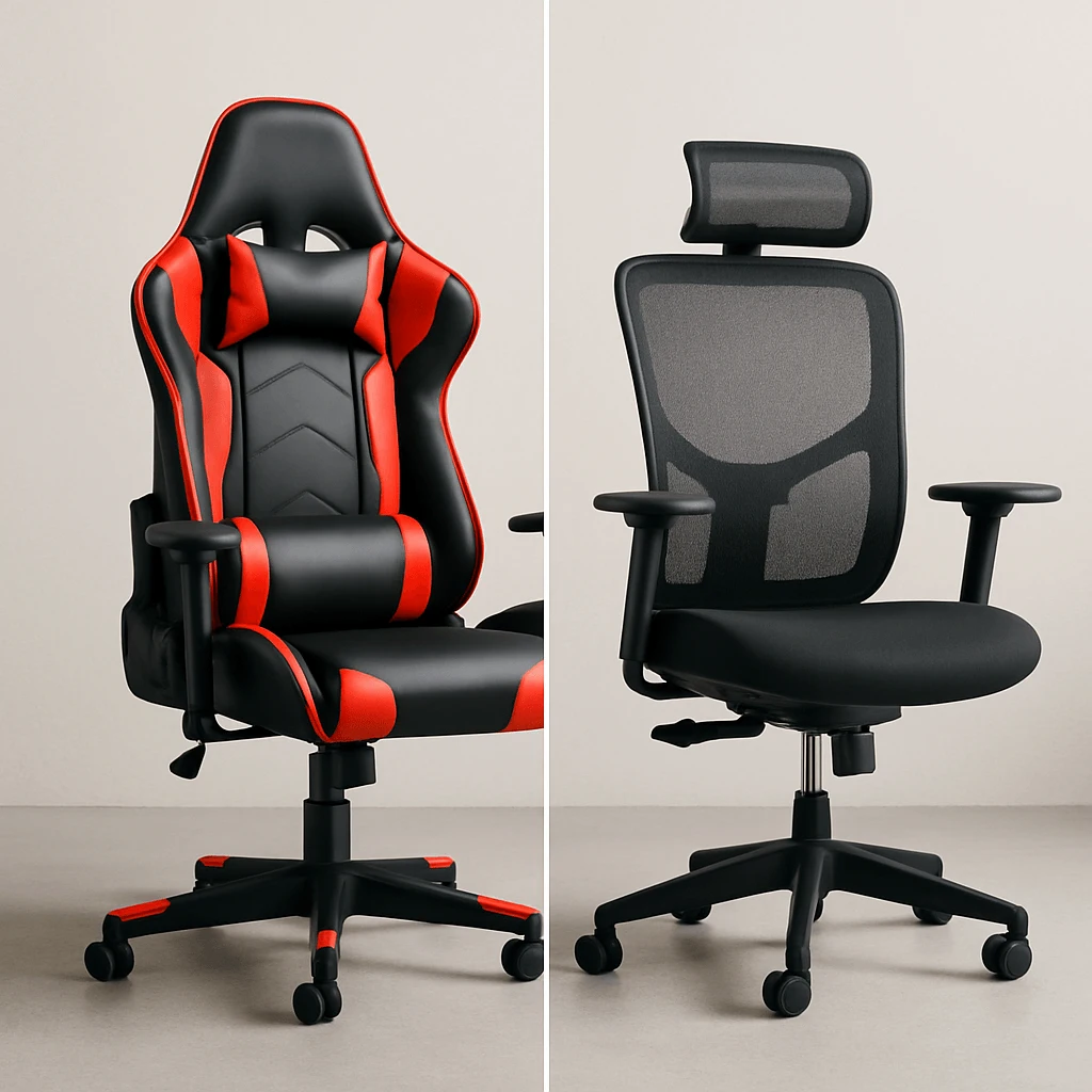 Silla ergonómica tipo gaming vs silla ergonómica tradicional de oficina